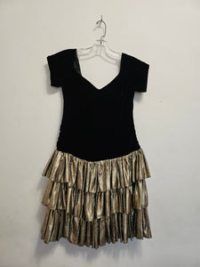 BOW BADDIE-Black and gold dress with triple bow details