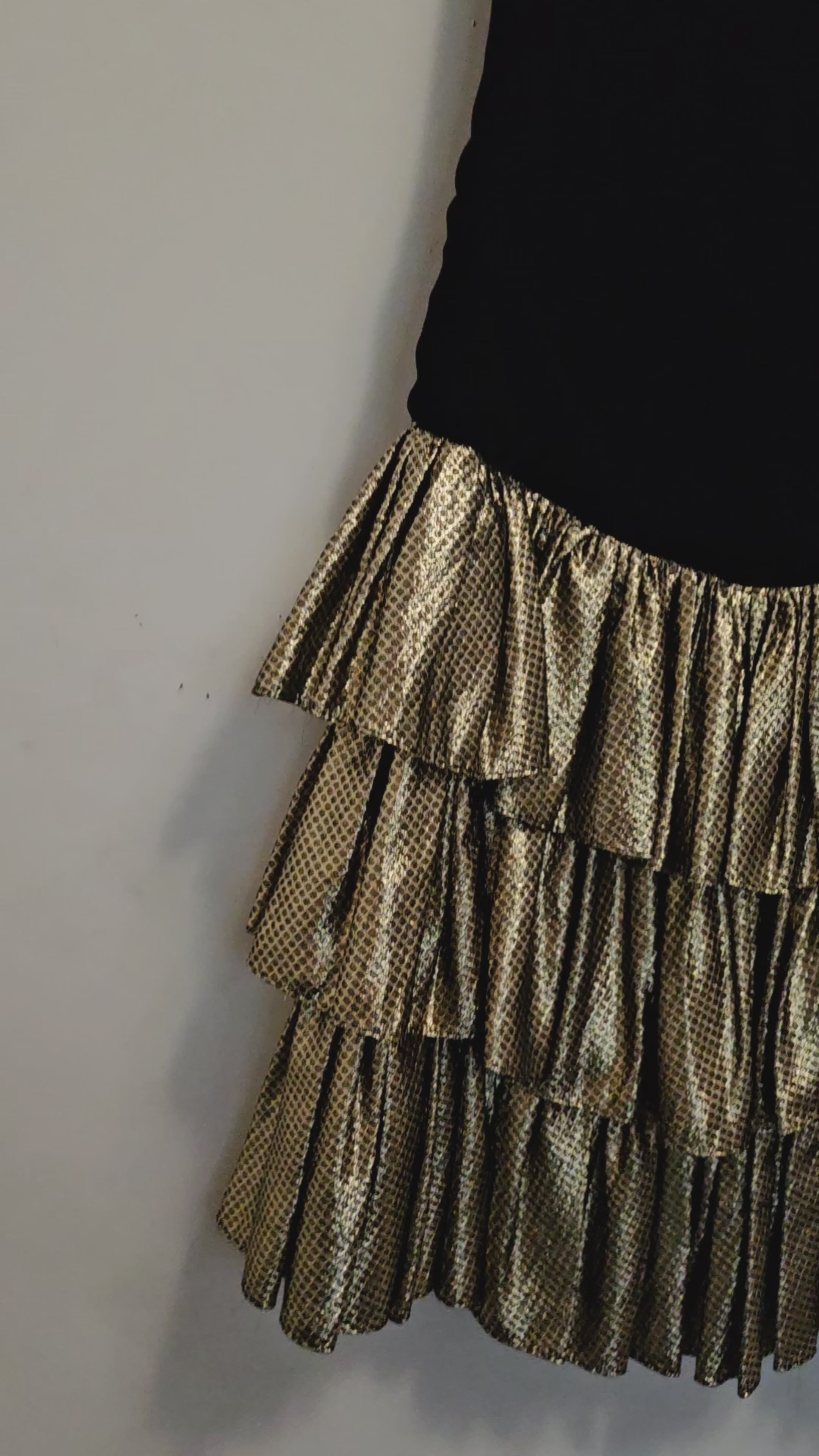 BOW BADDIE-Black and gold dress with triple bow details